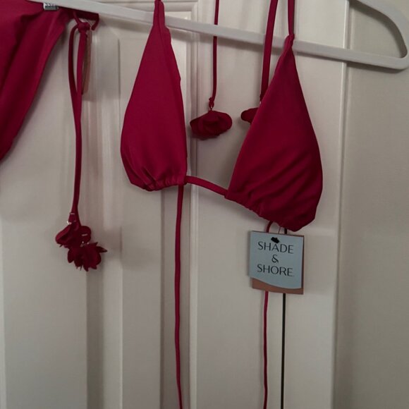 Shade and Shore Red Two Piece Bikini Swimsuit Set Size L Large 12-14 New - Picture 3 of 16